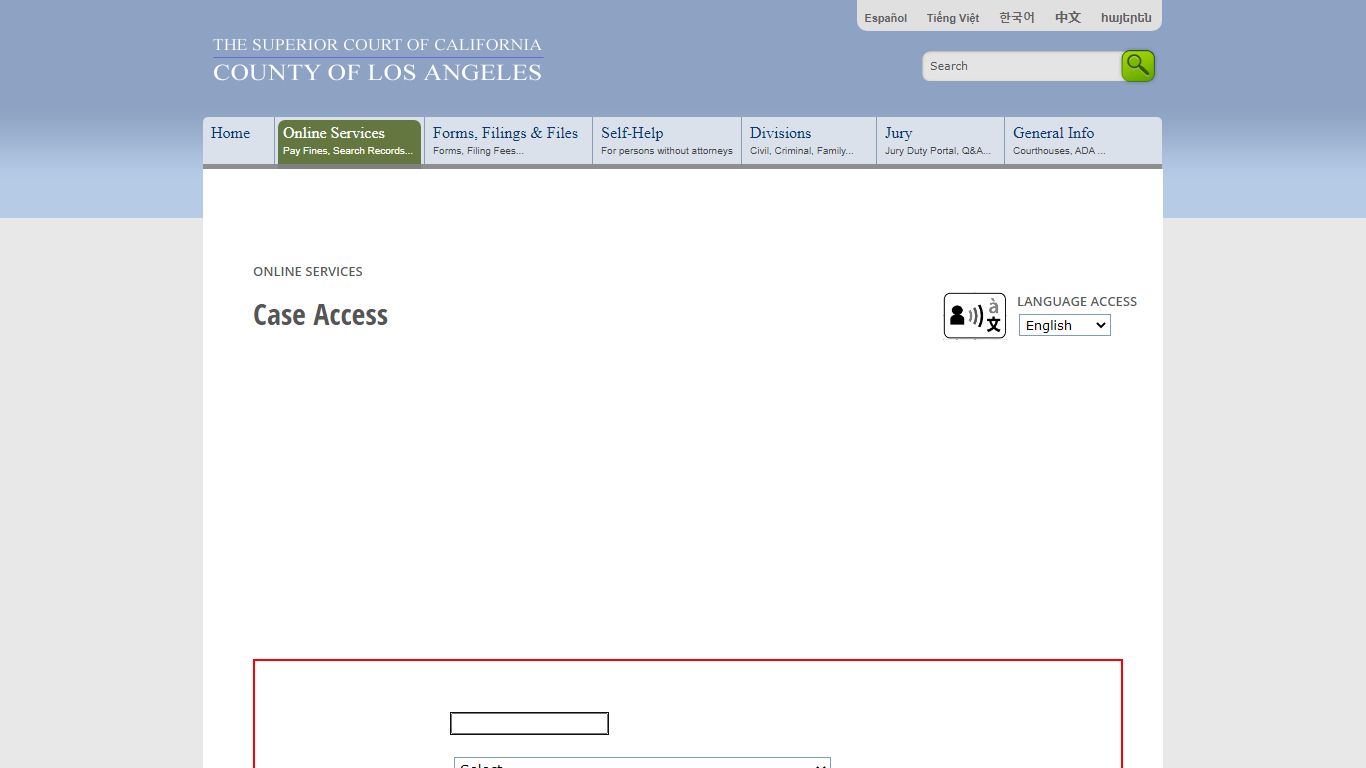 Case Summary - Online Services - LA Court